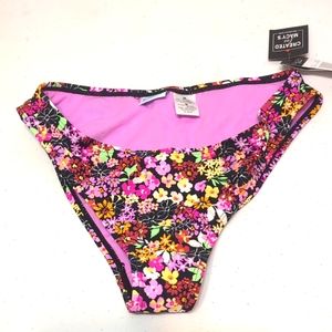 California Waves Floral Scoop Bottom Bikini Bottoms Size Medium NWT